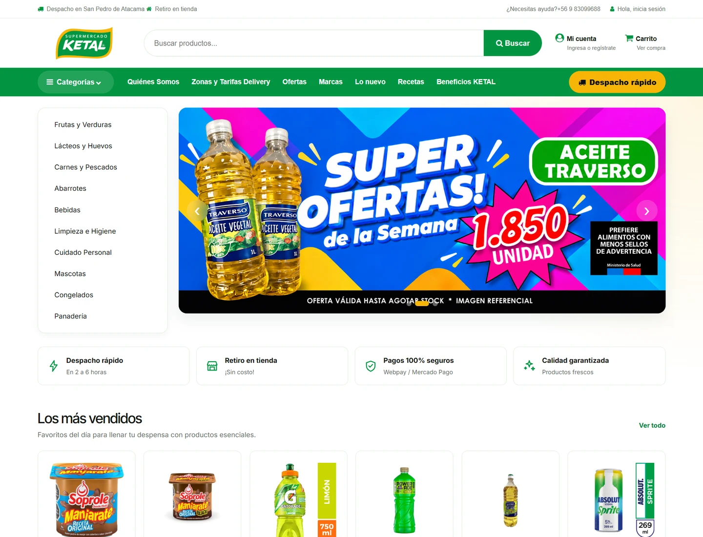 Vista previa del ecommerce de Supermercados Ketal desarrollado por Planbox